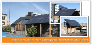 Solar panels at Trinity Lutheran College in Everett, Washington