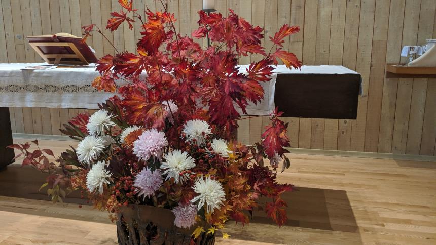 Fall altar flowers at Redeemer