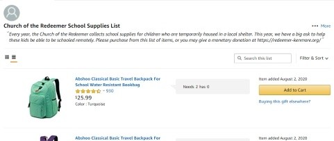 School Supply Drive Amazon wish list