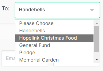 From the To list, select Hopelink Christmas Food.
