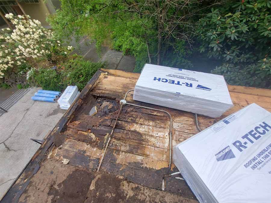 May 2022 narthex roof damage over the front door