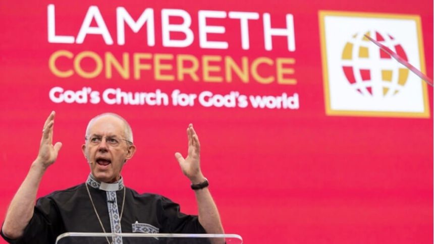 Archbishop of Canterbury Justin Welby leads the first Bible exposition at the Lambeth Conference of Anglican bishops on July 30, 2022, at the University of Kent in Canterbury, England. Photo: Lambeth Conference.
