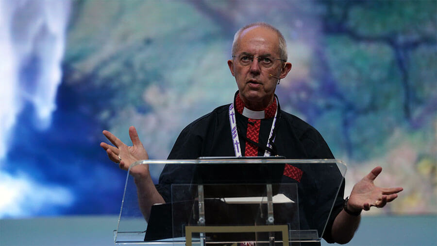 Archbishop of Canterbury Justin Welby delivers his second keynote address to the Lambeth Conference on Aug. 5, 2022. Photo: Lambeth Conference Media.