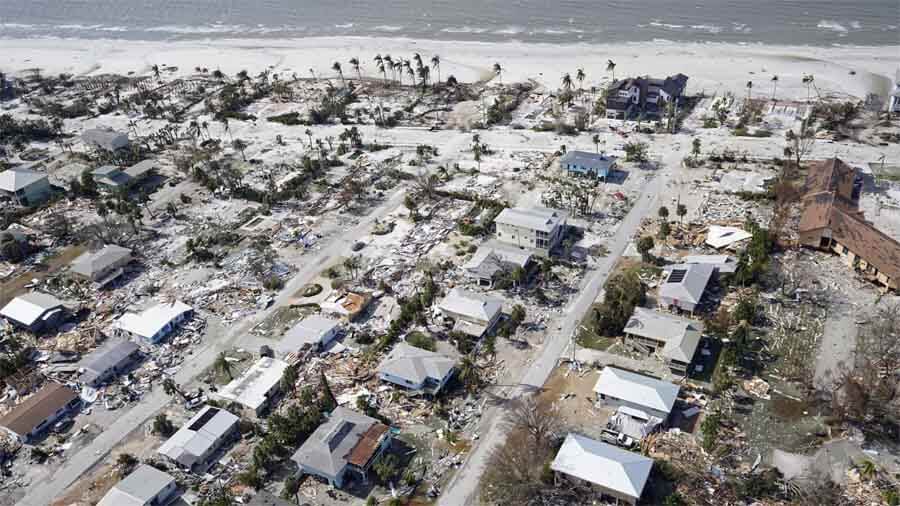 Homes and debris in the aftermath of Hurricane Ian in Fort Myers Beach, Florida, on September 29, 2022. Photo: Wilfredo Lee/AP
