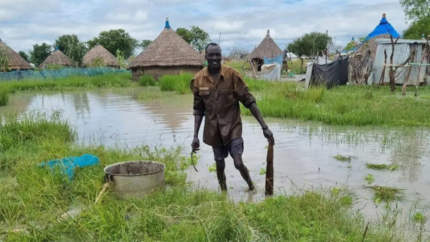 Flooded camp in South Sudan