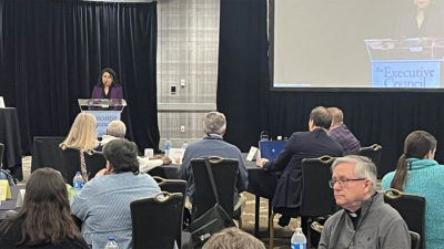 President Julia Ayala Harris addresses the Executive Council of the Episcopal Church on January 26, 2024, during its meeting in Louisville, Kentucky, Photo: David Paulsen/Episcopal News Service