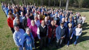 The House of Bishops poses for a photo at its March 2022 meeting at Camp Allen, near Navasota, Texas.