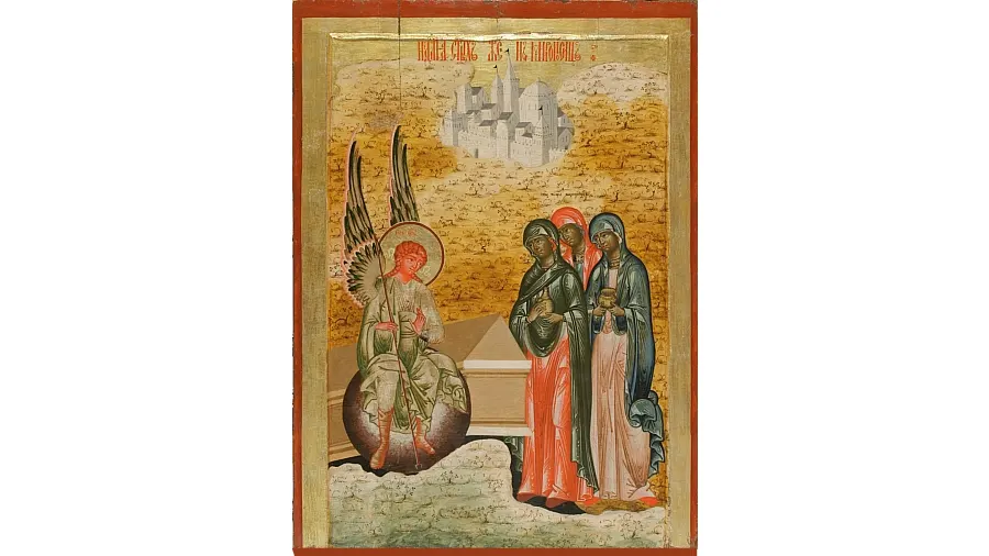 Icon of the Myrrhbearing Women at the Tomb of Christ (Kizhi, Russia, 18th century)
